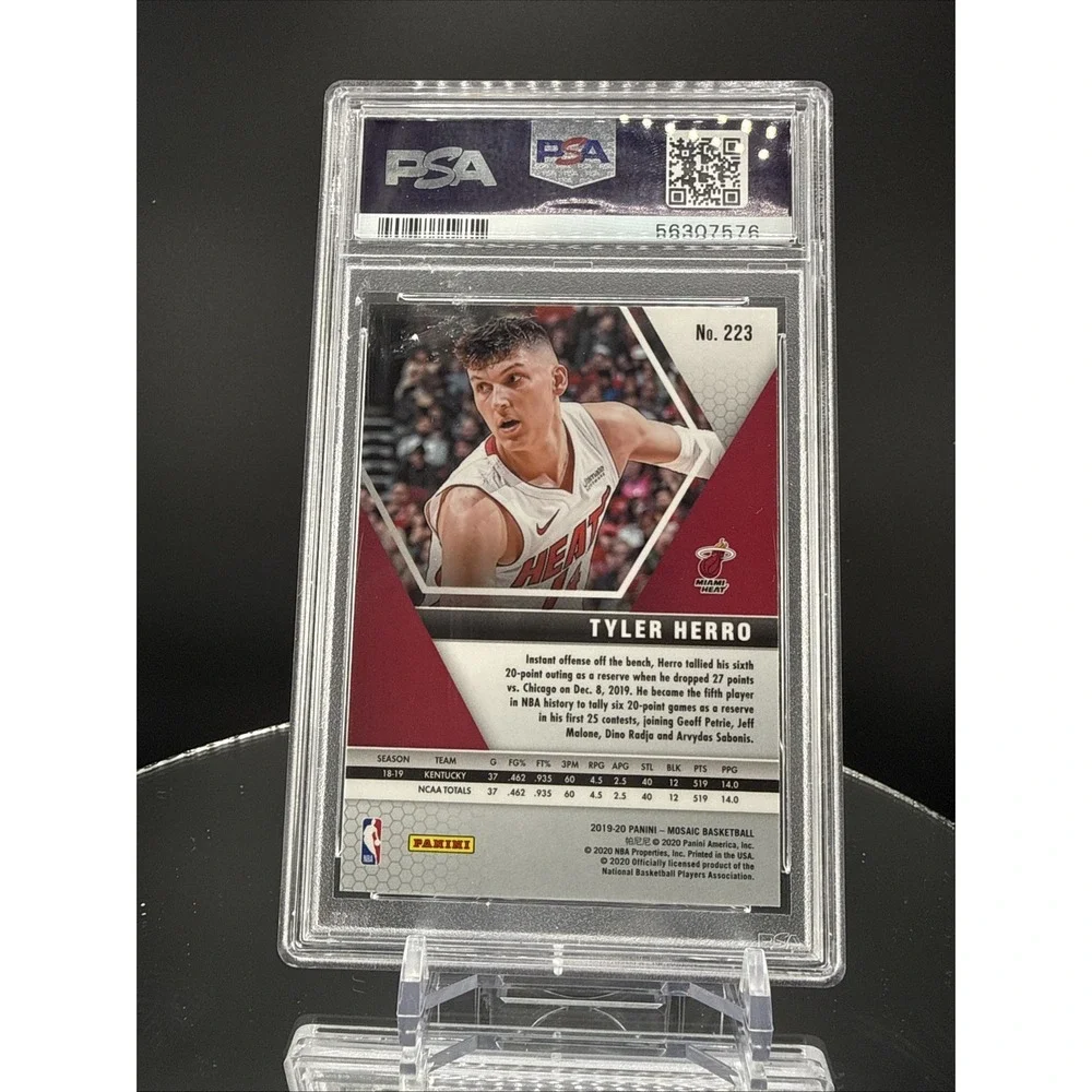 Tyler Herro #223 Panini Mosaic Rookie Card #223. White Jersey, Gem MT‎ 10.